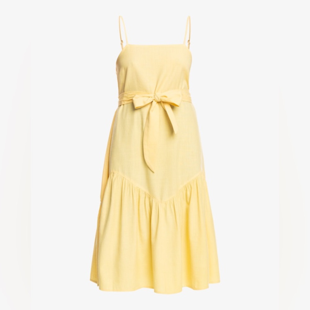 Billabong Sunbeam Tie Belted Cotton Blend Sundress